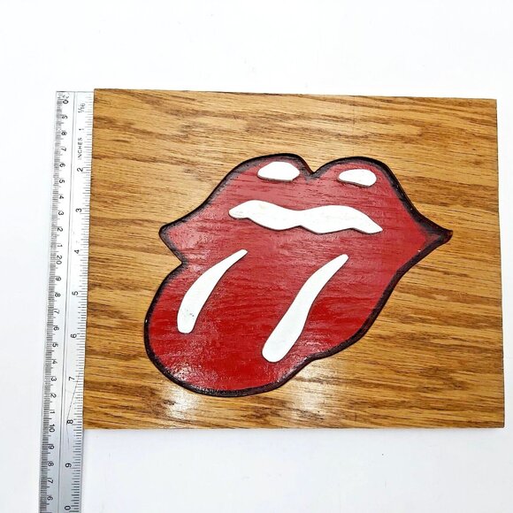 Rolling Stones Logo and Charlie Watts Silhouette on Wood - Handmade Unique OOAK - Picture 8 of 9